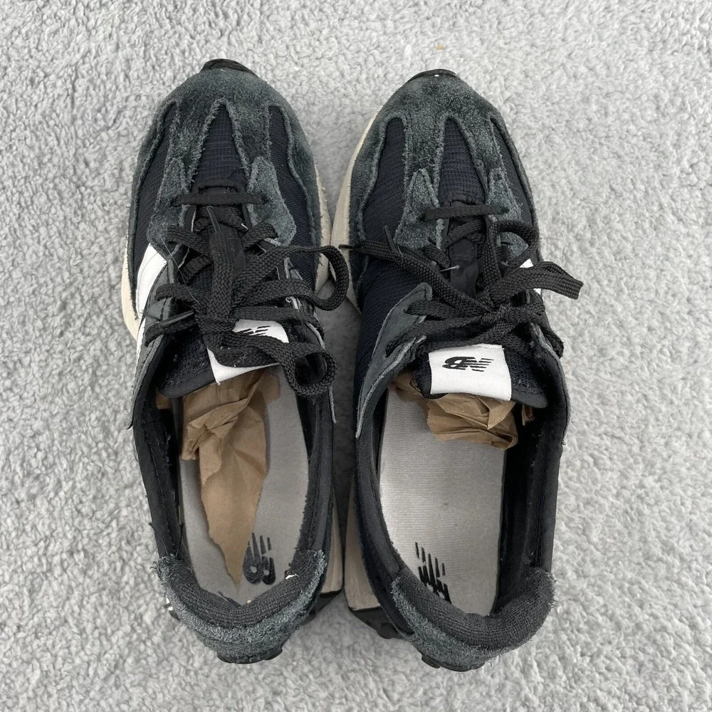New Balance 327 Shoes Boy's 6 Black Sneakers Trainers Preppy Retro Academia 90's
